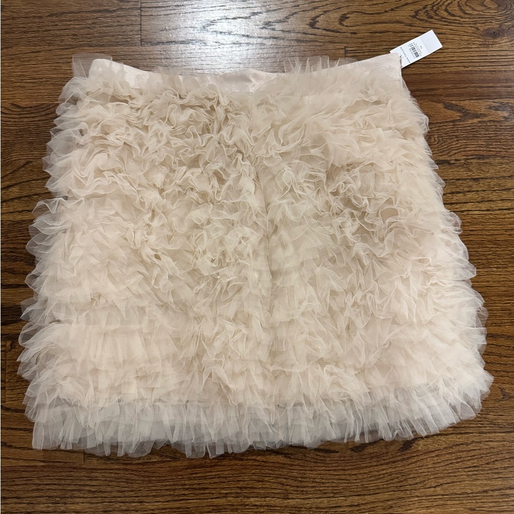 Ann Taylor Beige Ruffle Mini Skirt